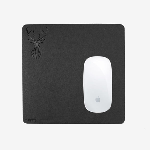 Work with Deer Mousepad - Siyah resmi